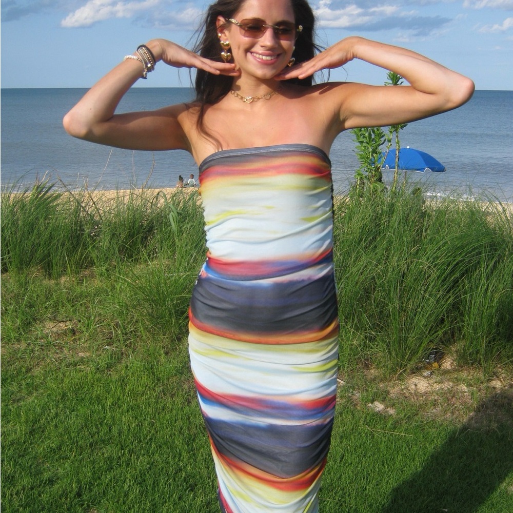 Multicolor Strapless Dress